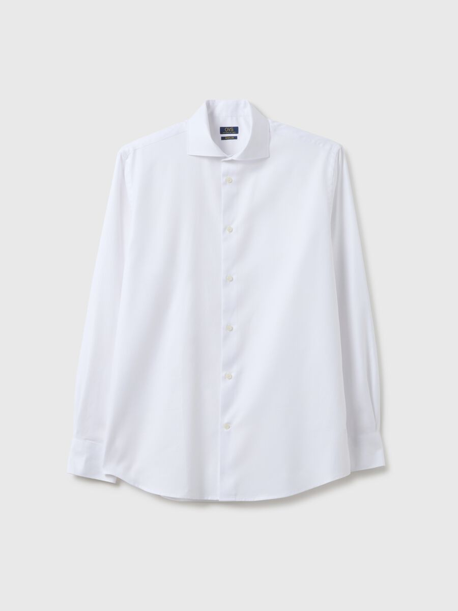 White long sleeve shirt in pure cotton, regular fit_4