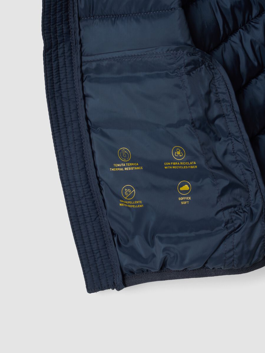 Blue Ultralight padded hooded jacket with zip for boys_2