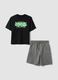 Black and grey pure cotton boys&rsquo; co-ord set with print, oversized fit_3