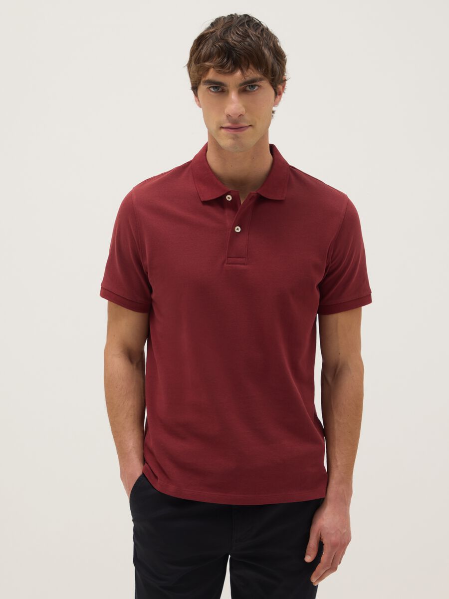 Red pure cotton polo shirt regular fit_2