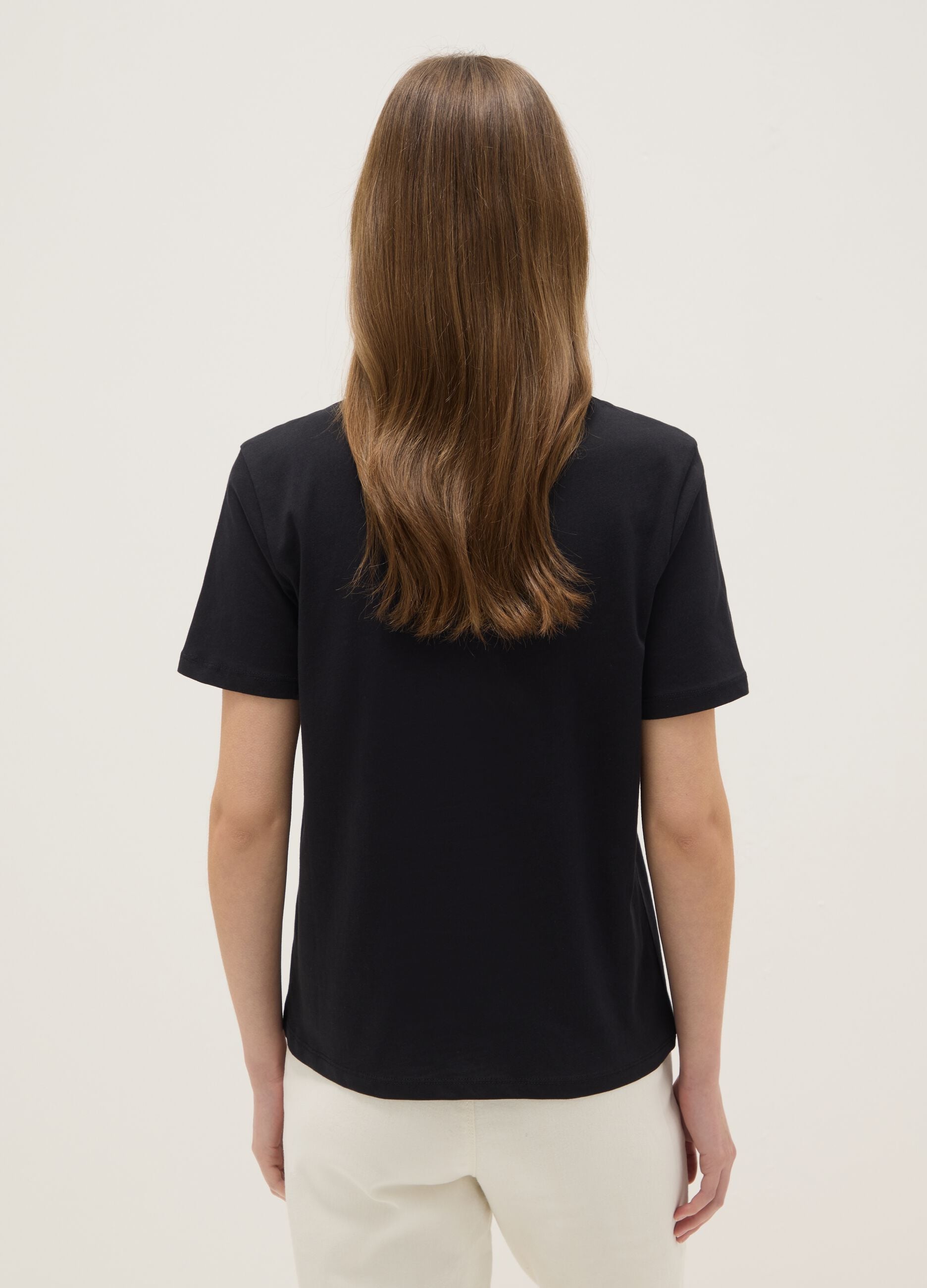 Black pure cotton regular fit T-shirt
