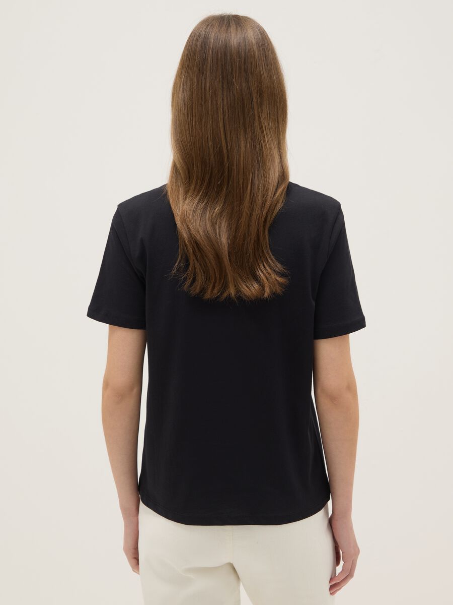 Black pure cotton regular fit T-shirt_3