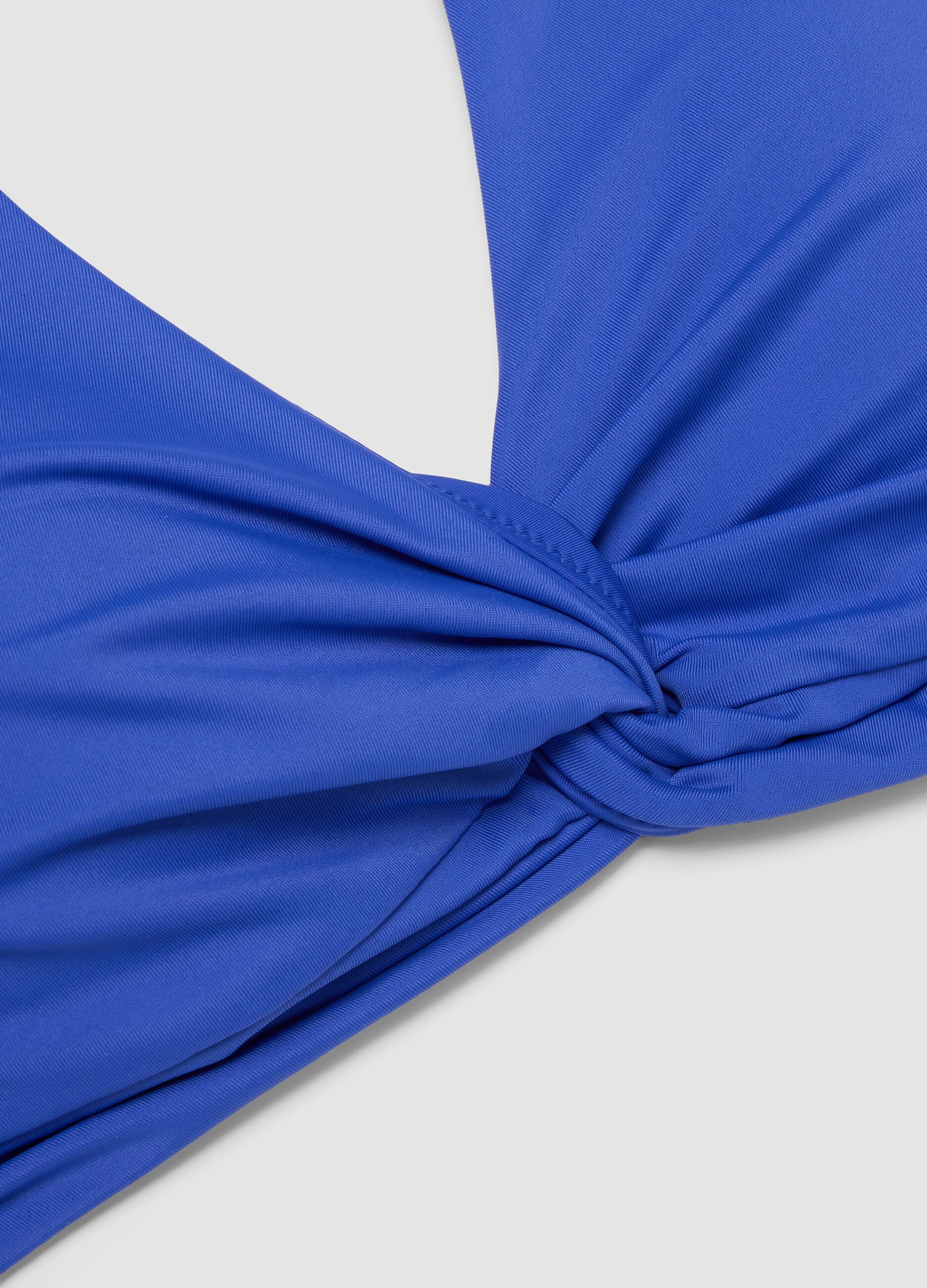 Blue stretch-fabric bikini top