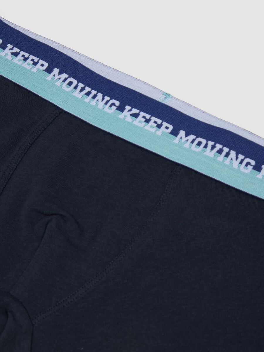 Triple pack of navy blue mid-length boys&rsquo; boxers in stretch organic cotton_2