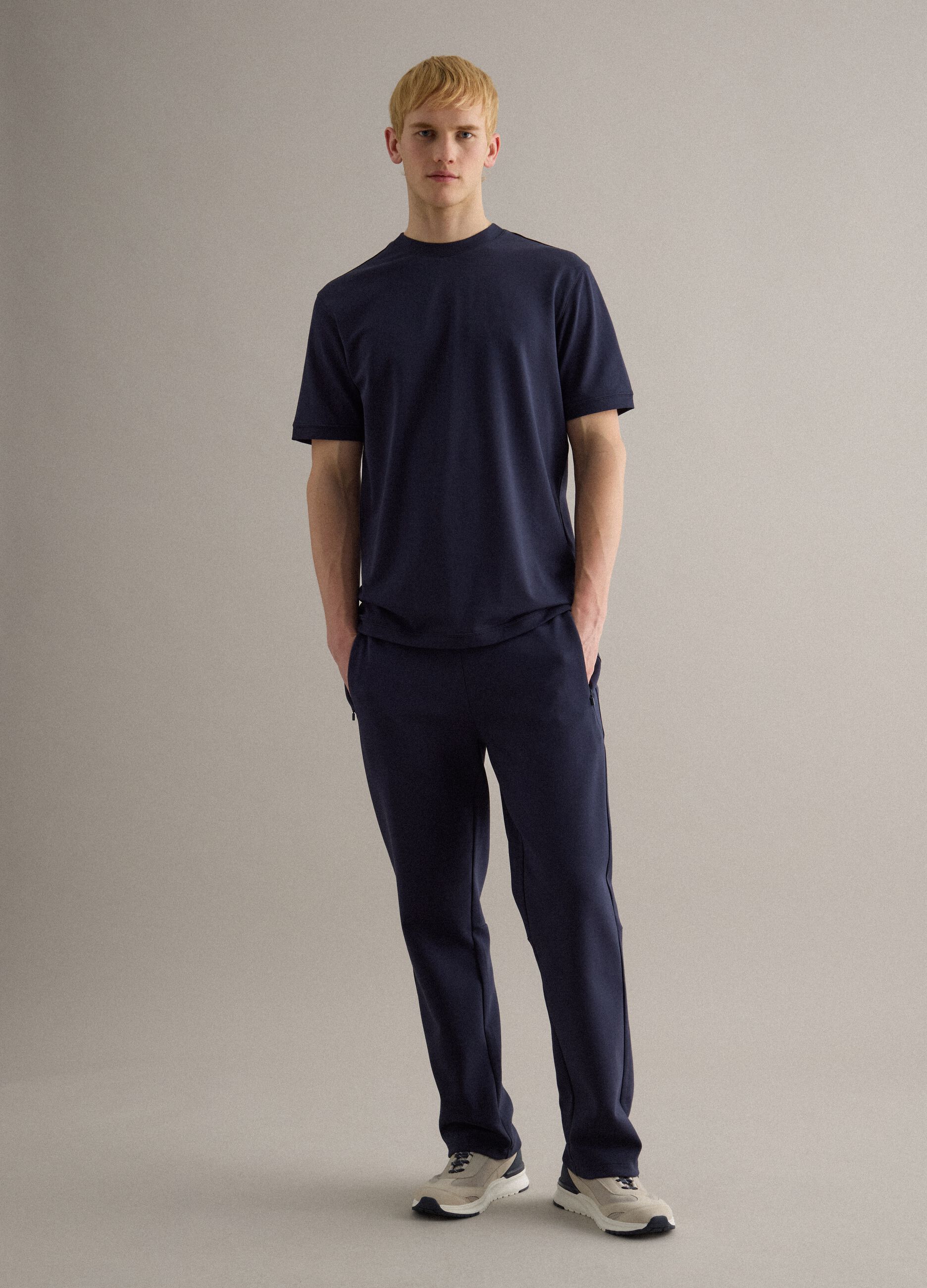 Blue relaxed fit crew neck t-shirt in stretch cotton
