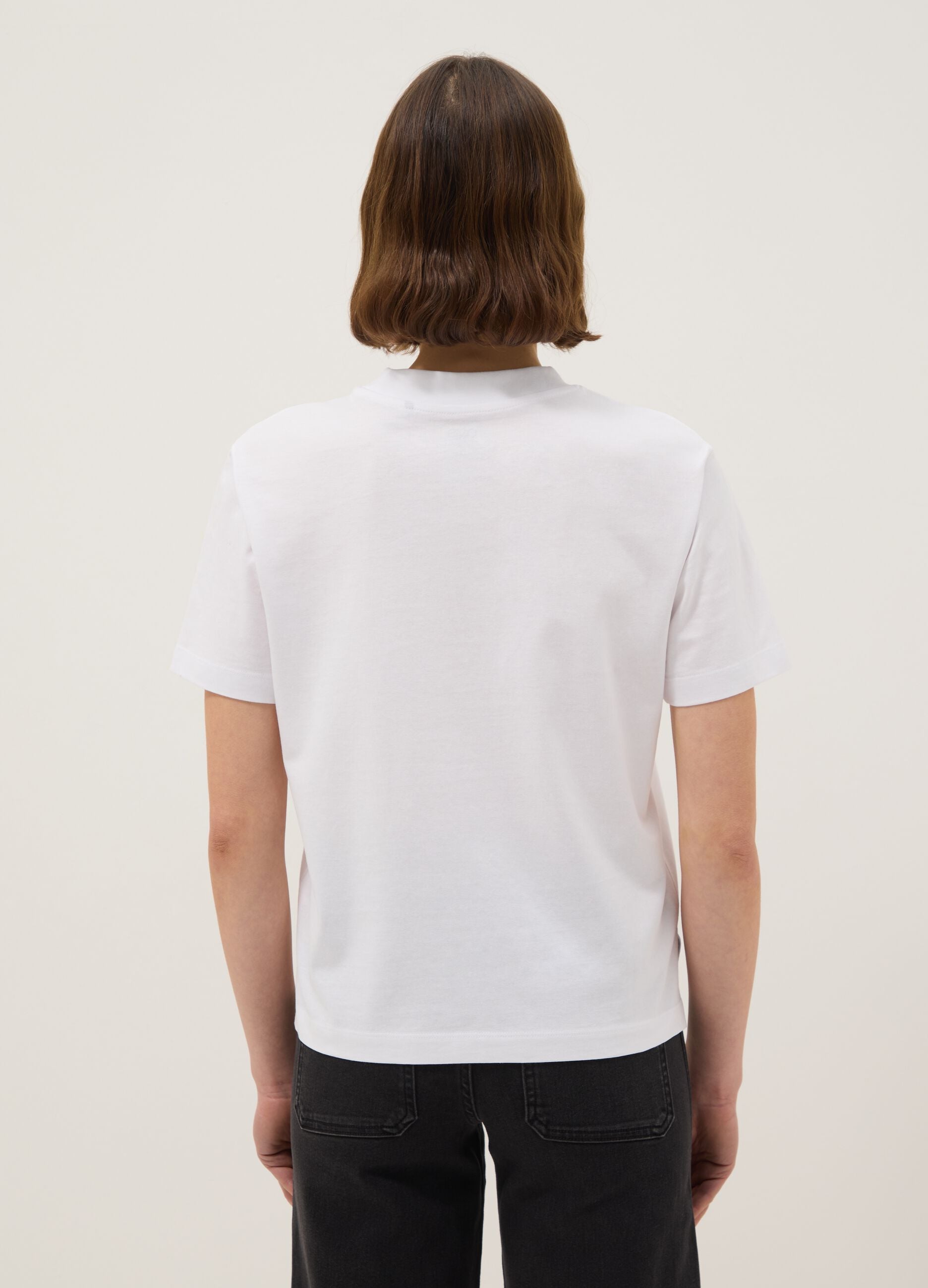 White crew neck pure cotton t-shirt regular fit