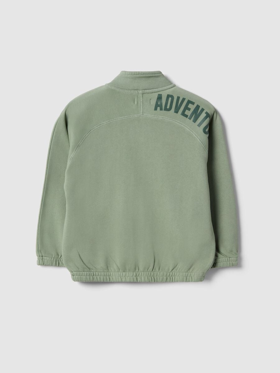 Green cotton blend kids' regular fit sweatshirt with zip and large pockets_1