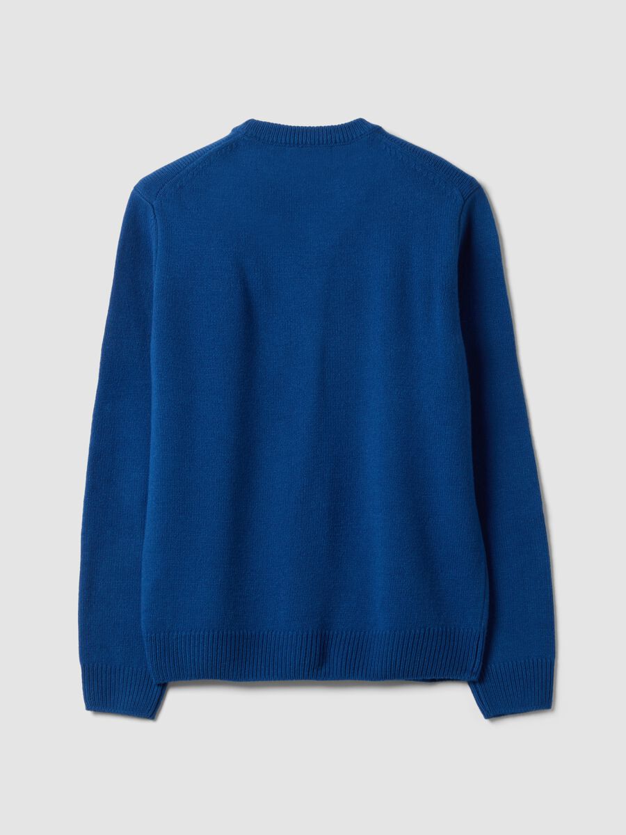 Blue crew-neck jersey knit jumper, regular fit_2