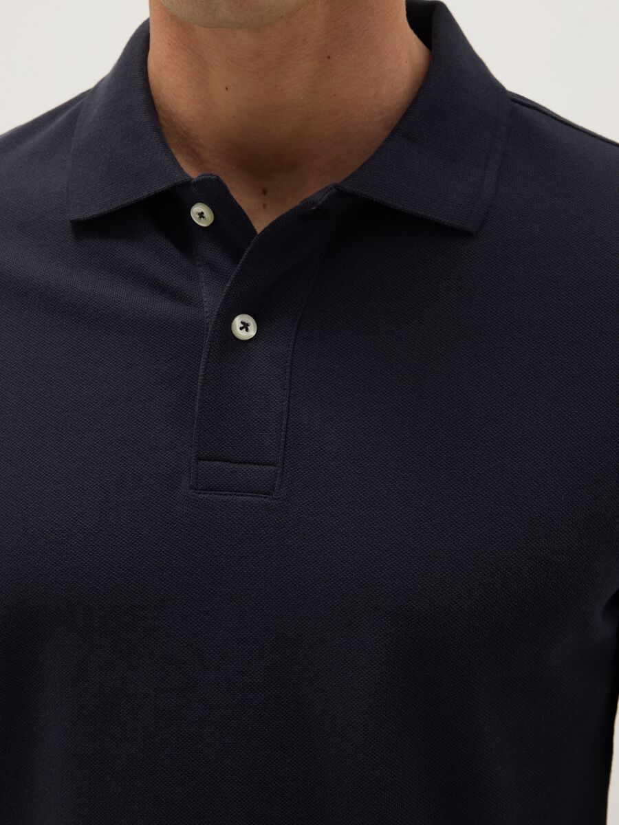 Blue regular fit pure cotton polo_3