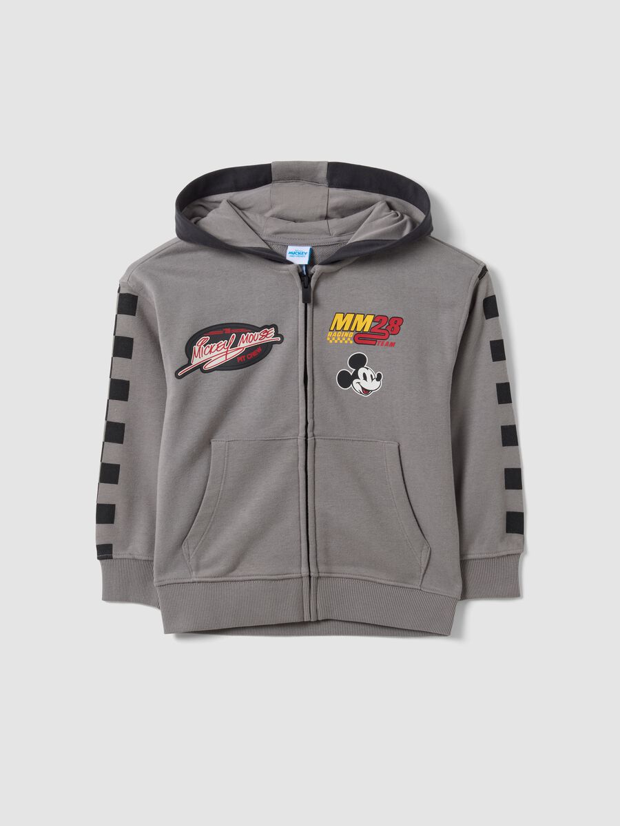 Grey cotton-blend hoodie with Mickey prints for boys_0