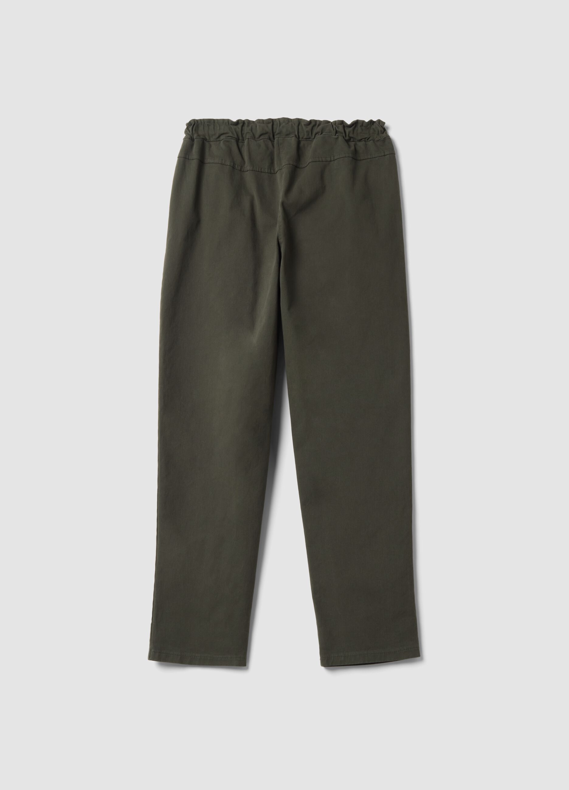 Pantaloni verdi in cotone elasticizzato regular fit