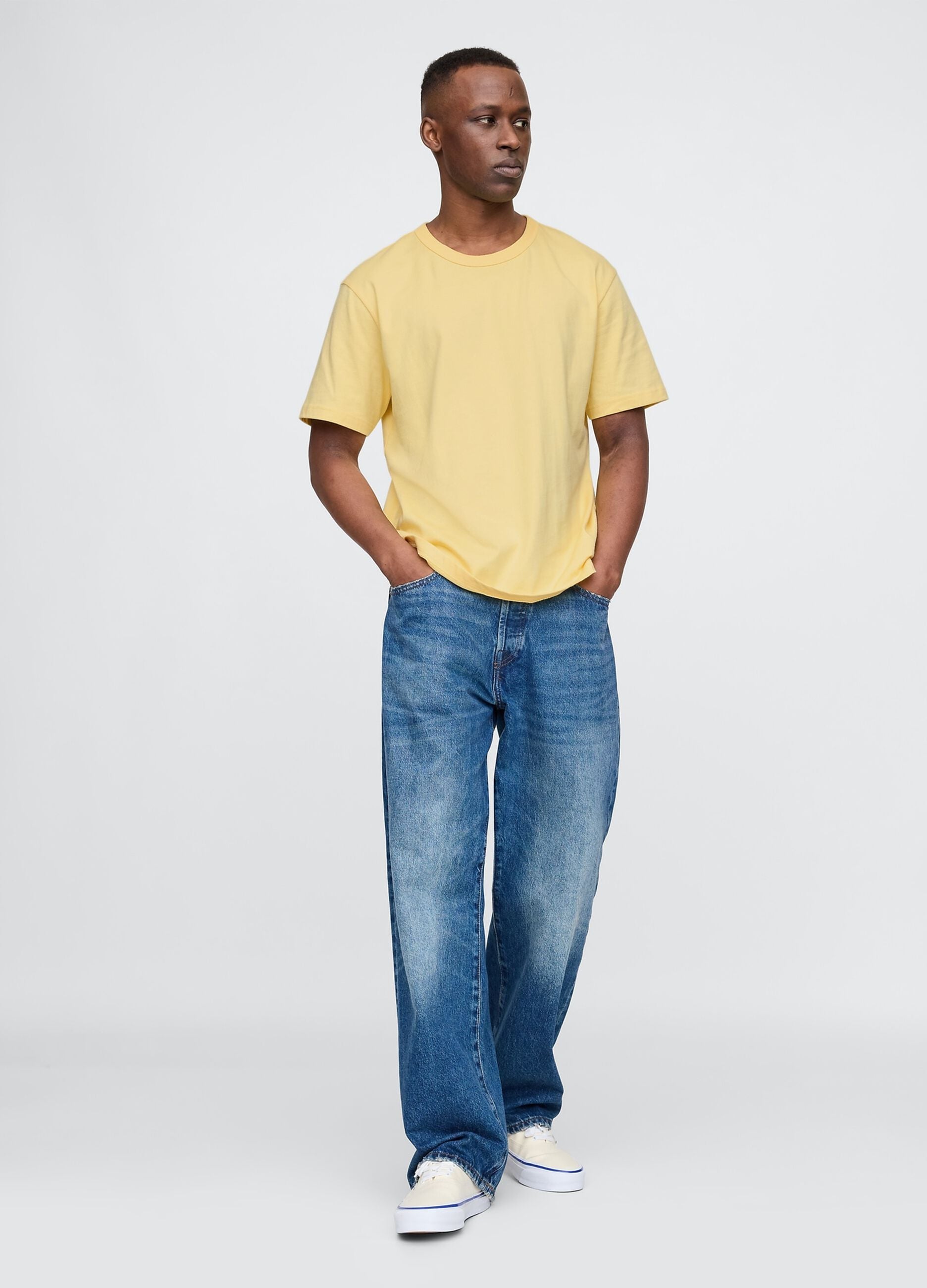 Short Sleeve Yellow Cotton T-shirt