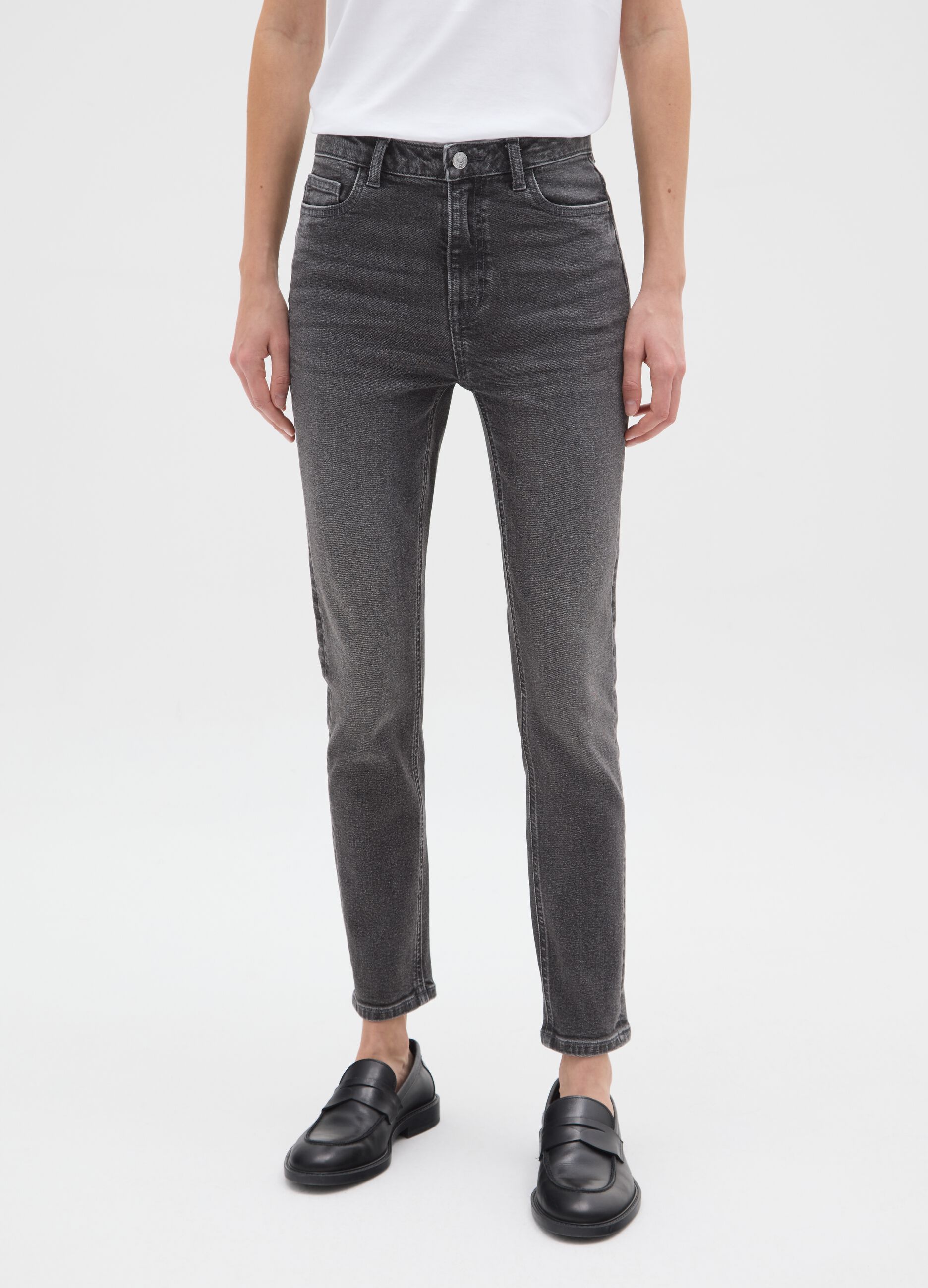 Grey Stretch Cotton Skinny Fit Jeans