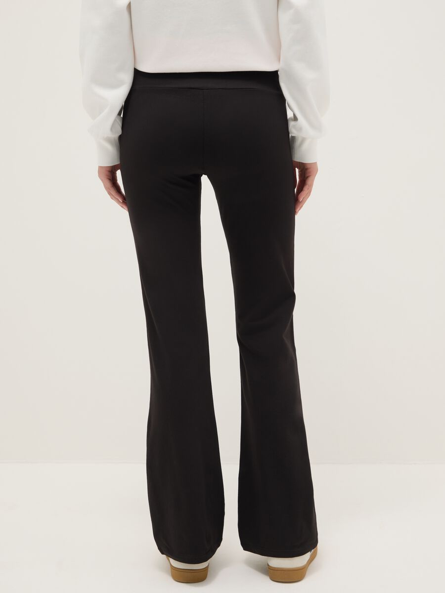 Black Stretch Cotton Flare Fit Leggings_2