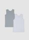 Boys&rsquo; multicolour two-pack organic cotton vests with stripes_0
