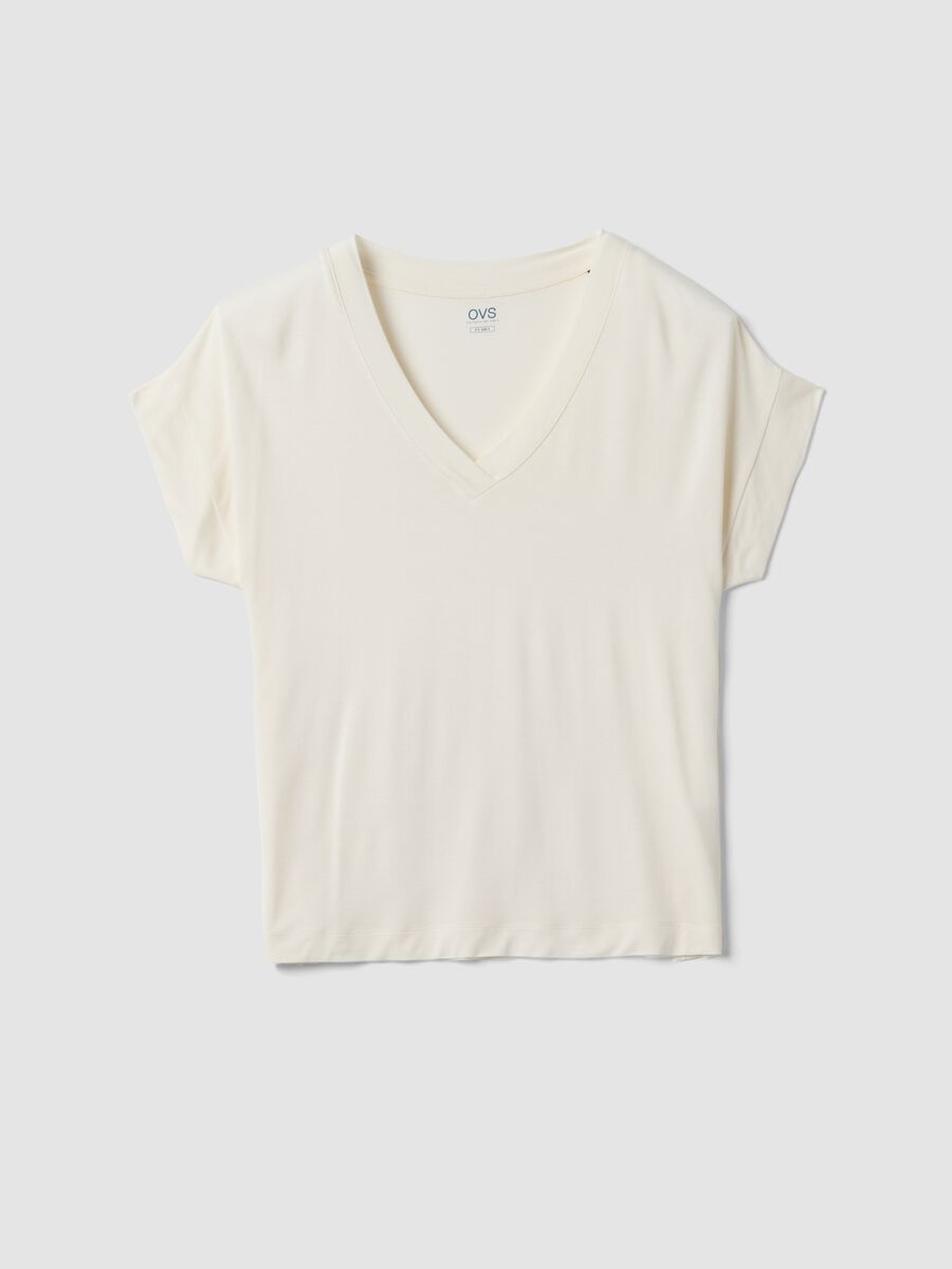 White stretch viscose T-shirt, regular fit_4
