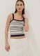 Fitted pure cotton multicolour striped vest with thin straps_0