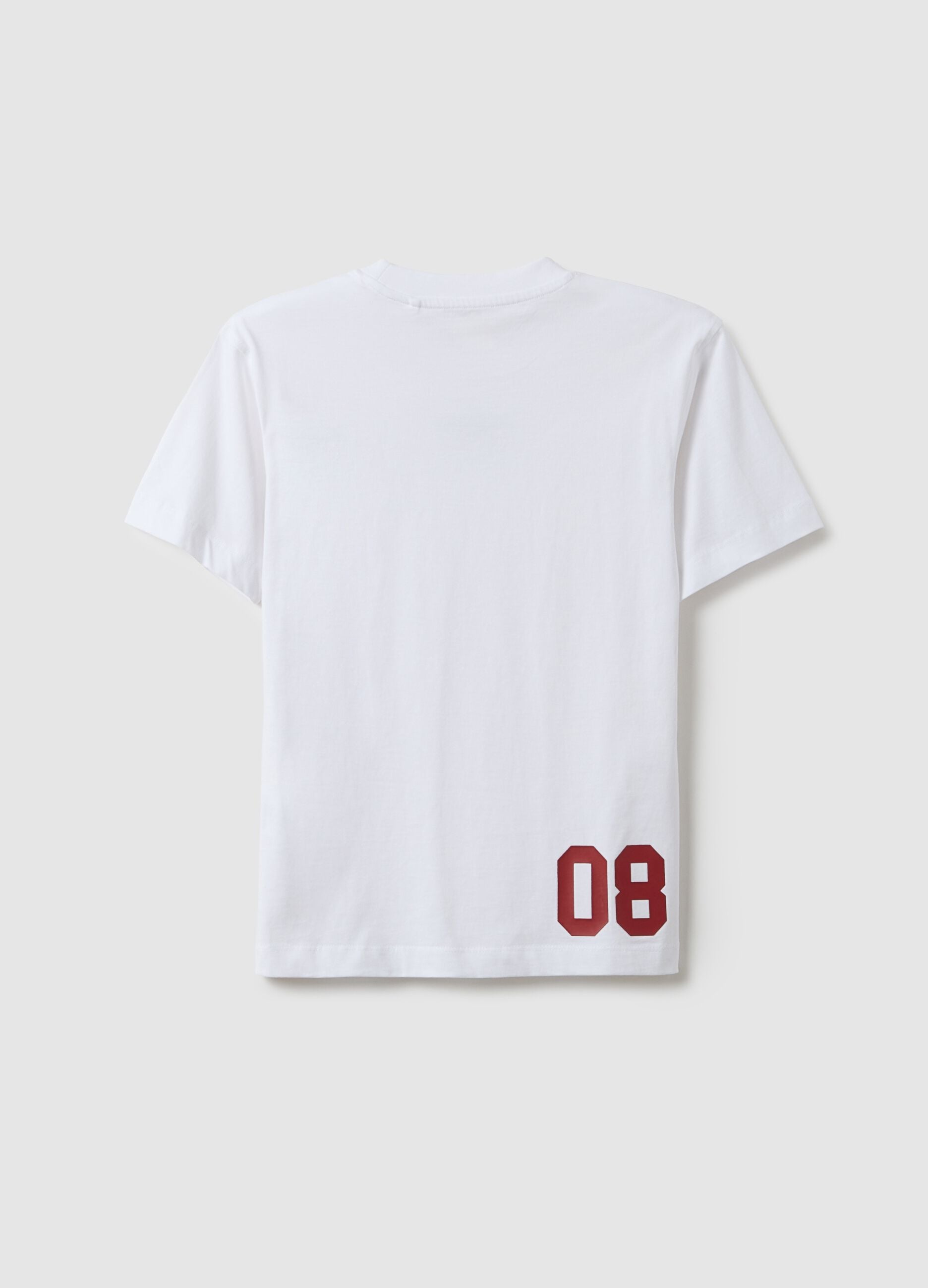 Teen boys' white pure cotton T-shirt in relaxed fit with print