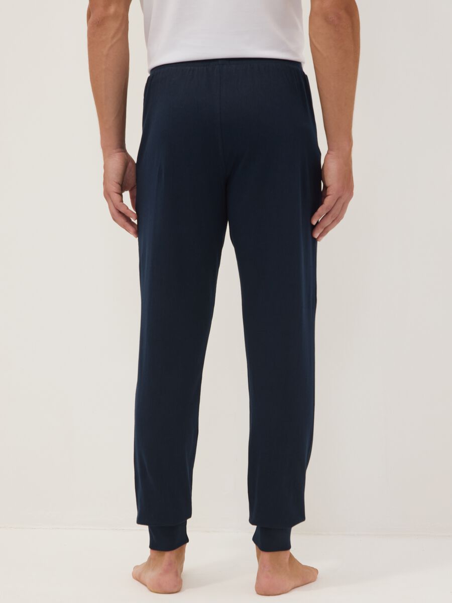 Blue organic cotton pyjama bottoms with drawstring_3