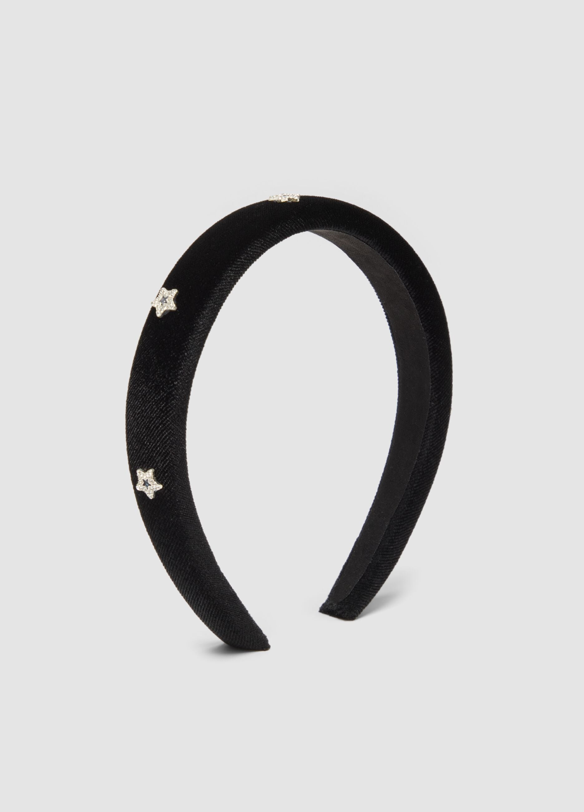 Black headband with applied star details for girls
