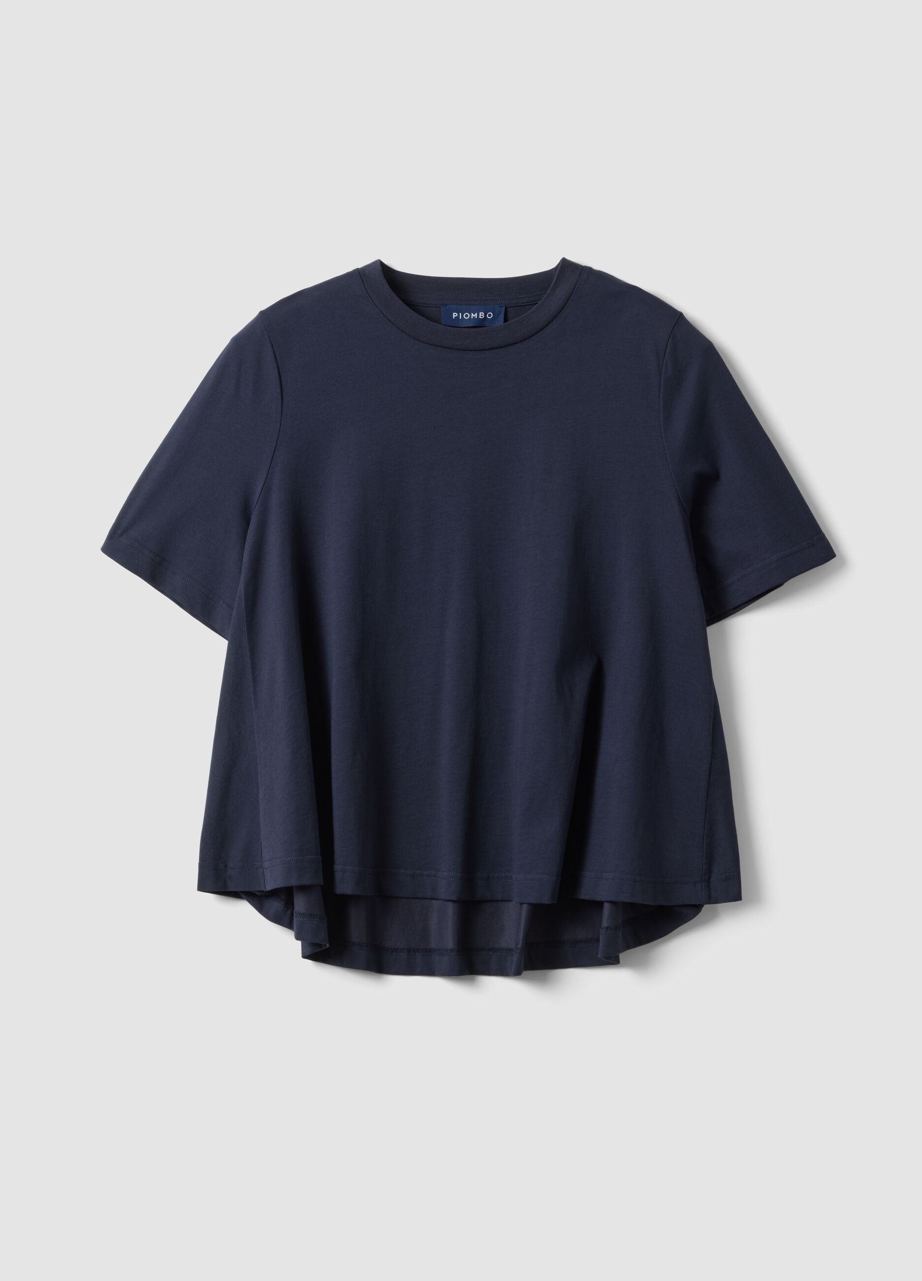 T-shirt a maniche corte in misto cotone blu regular fit