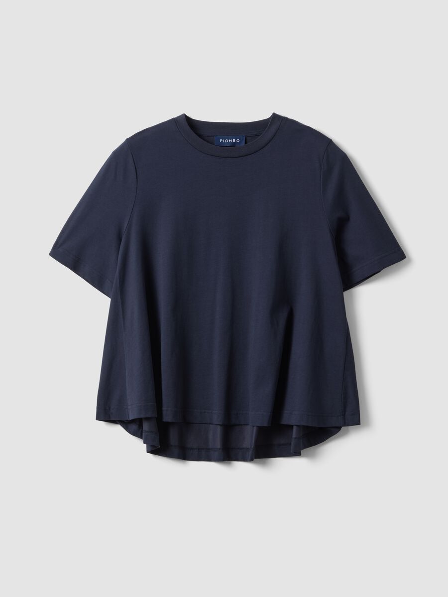T-shirt a maniche corte in misto cotone blu regular fit_4
