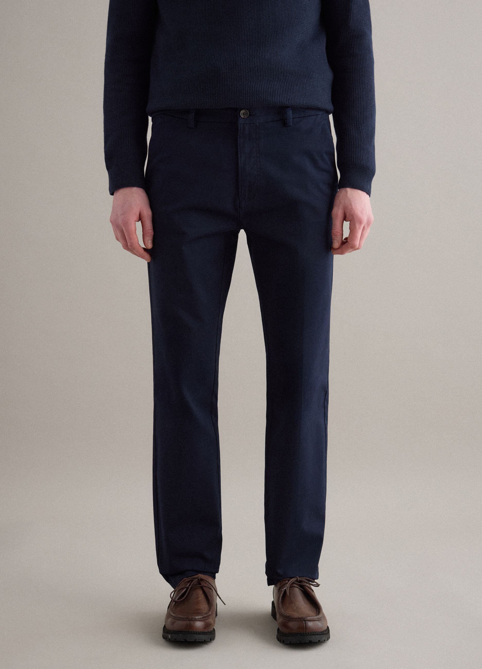 Slim fit blue stretch cotton chinos