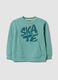 Green oversized pure cotton hoodie with print and kangaroo pocket for boys_0