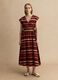 Multicolour striped pure cotton dress with regular fit and V-neck_1