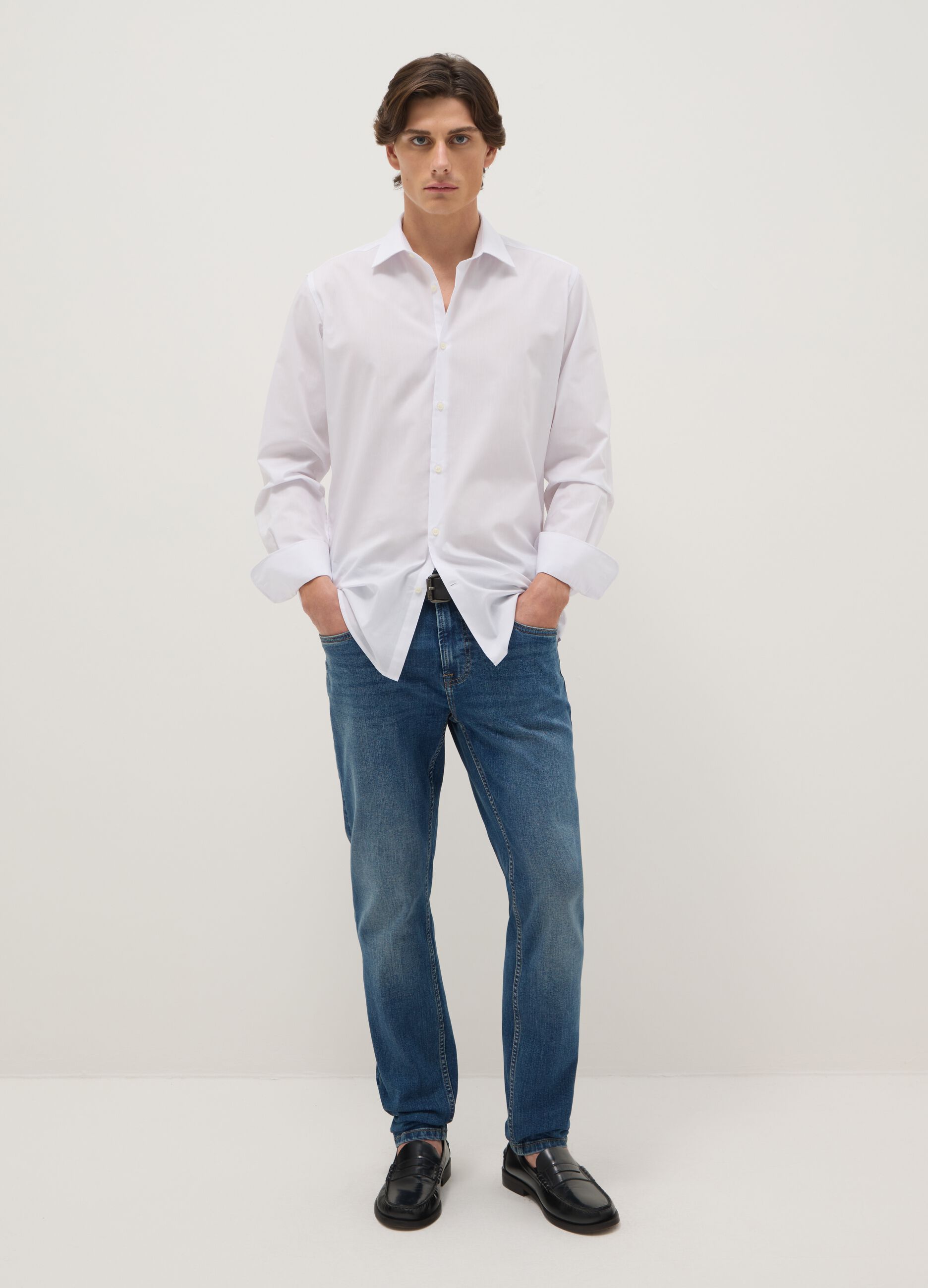 Blue stretchy skinny fit denim cotton jeans