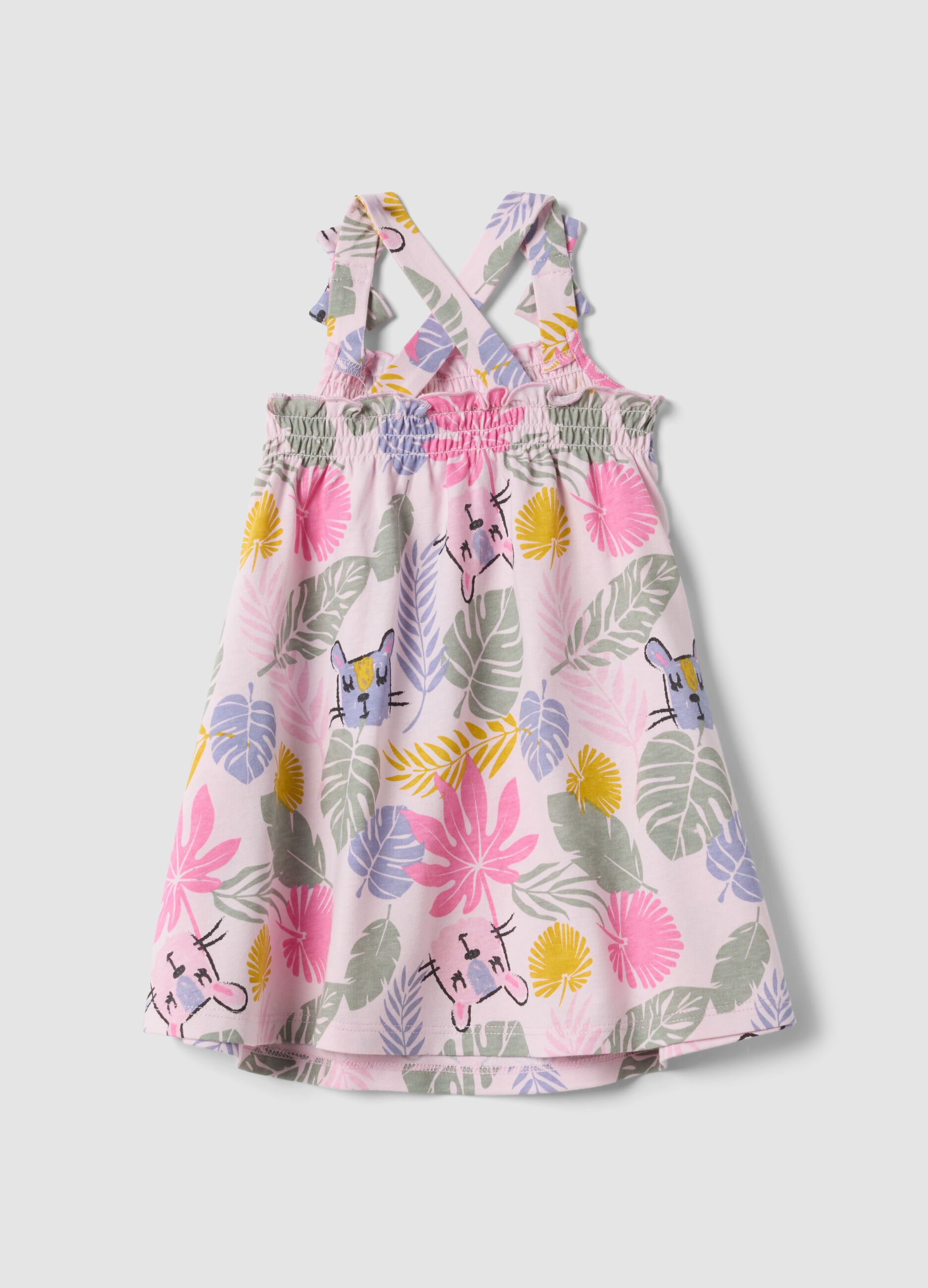 Pink pure cotton floral dress for baby girl