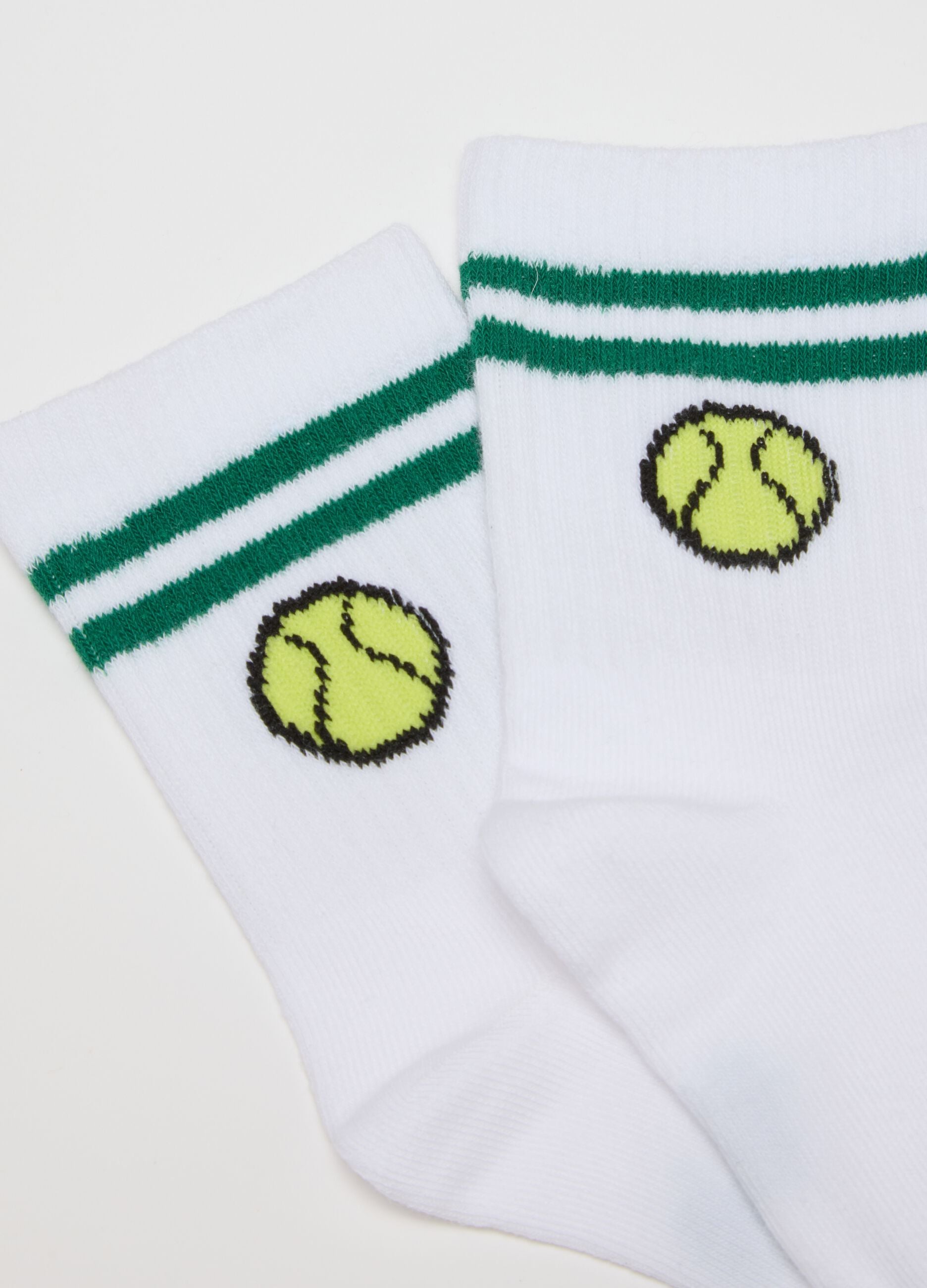 Children's white striped sports socks tripack in cotton blend