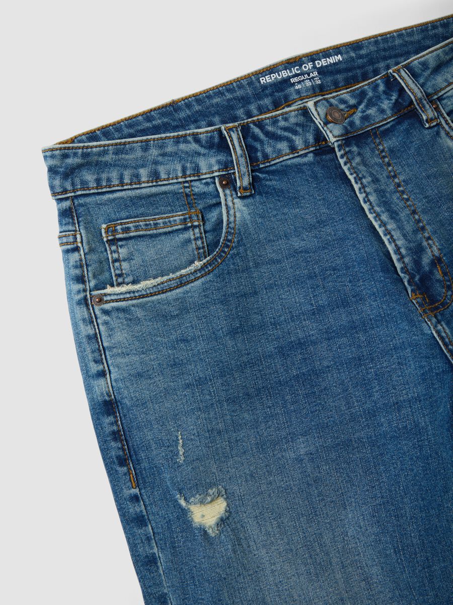 Blue denim stretch cotton jeans, regular fit_5