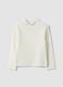 White ribbed viscose-blend crew-neck top, regular fit_0