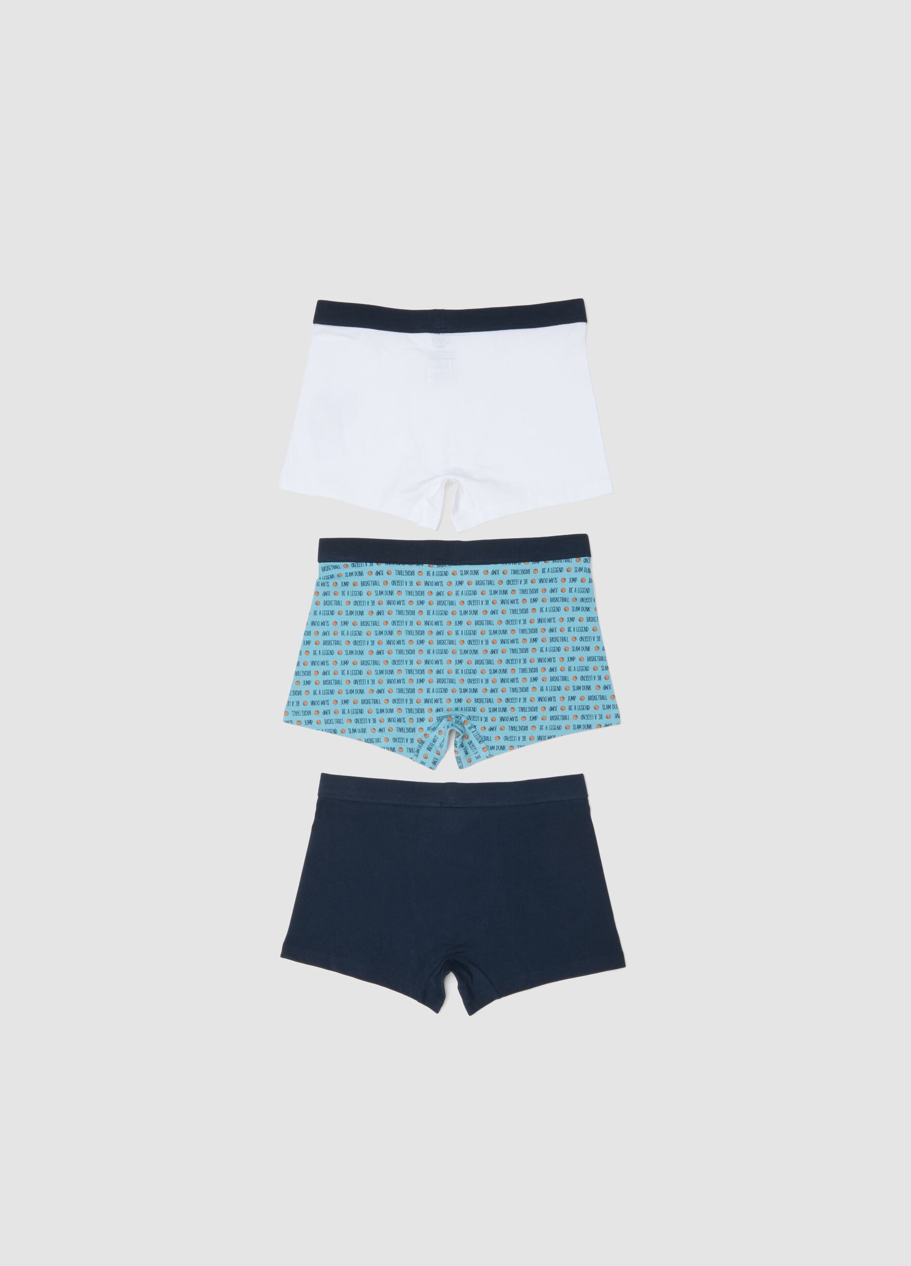Multicolour stretch cotton boxer trunks 3-pack for boys