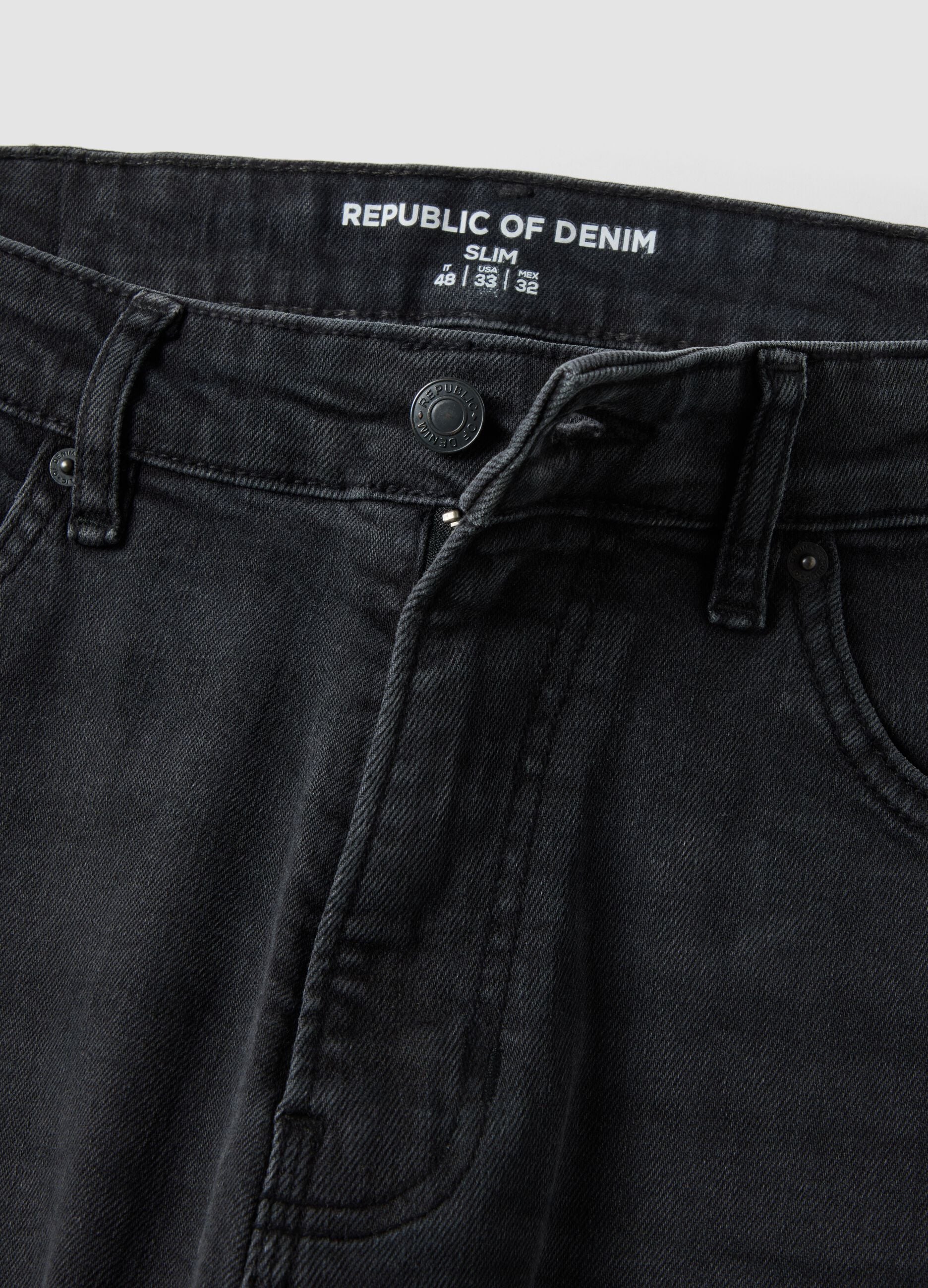 Black stretch-cotton slim-fit denim jeans