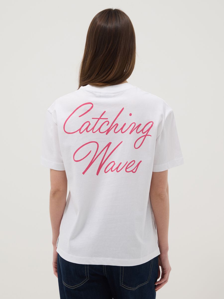 T-shirt in puro cotone bianca regular fit con scritta_3