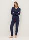 Blue pure cotton regular fit pyjama trousers with little hearts_0