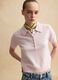 Regular fit pure wool pink jumper with polo collar_0