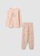 Pink organic cotton pyjamas with crew neck and cute animal print_0