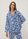 Blue and white organic cotton kaftan with tropical print_1