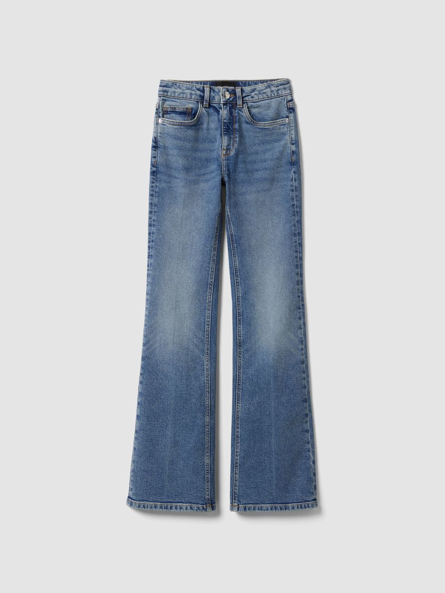 Jeans bootcut azzurri in cotone elasticizzato_4