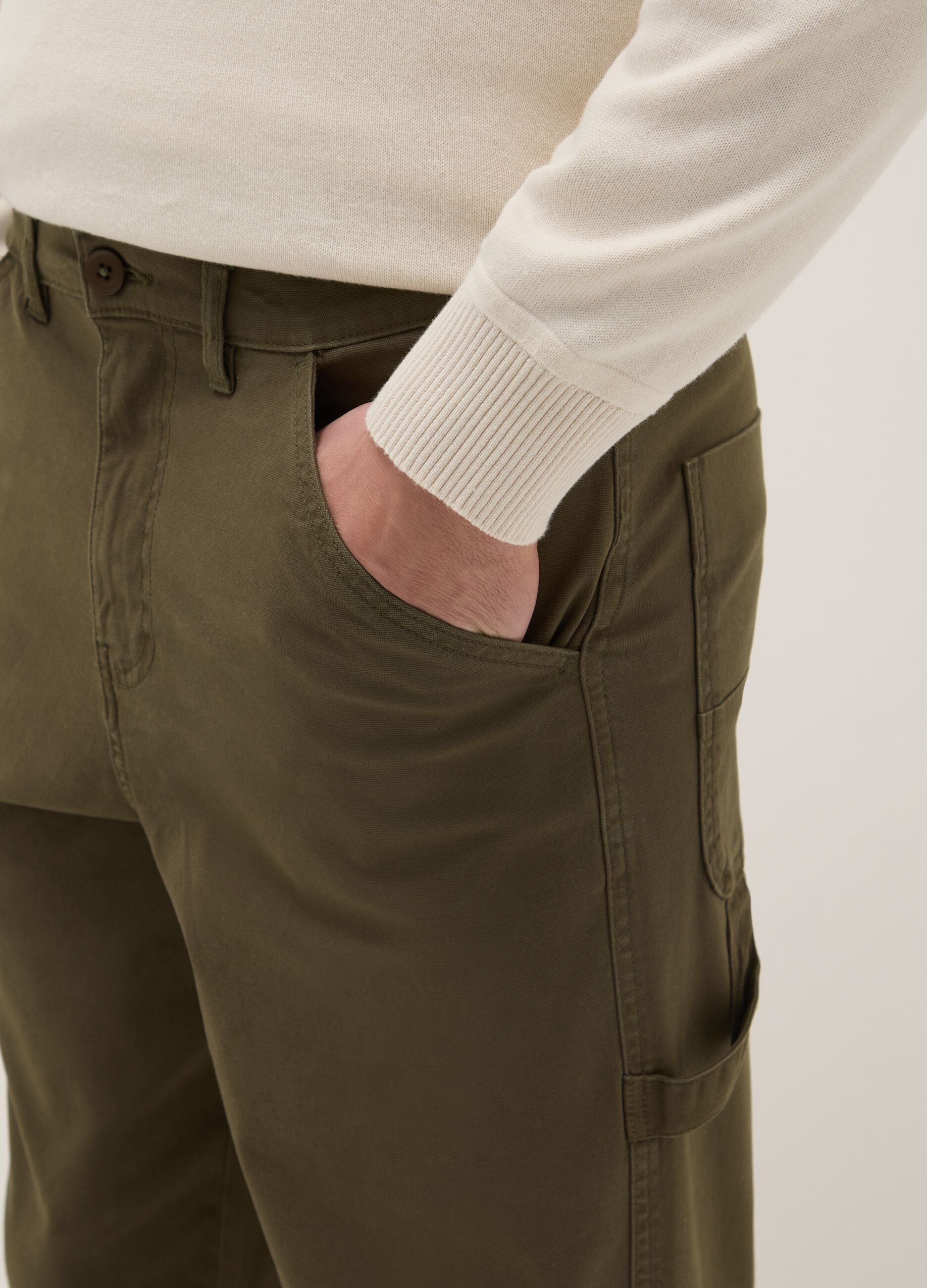 Slim Fit Green Stretch Cotton Chino Trousers