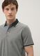 Grey pure cotton polo shirt with classic collar_3