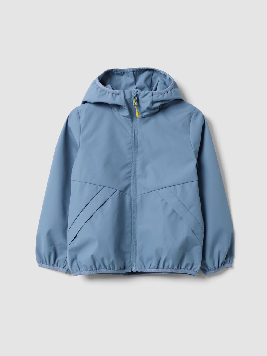 Light blue oversized hooded zip-up jacket for boys_0