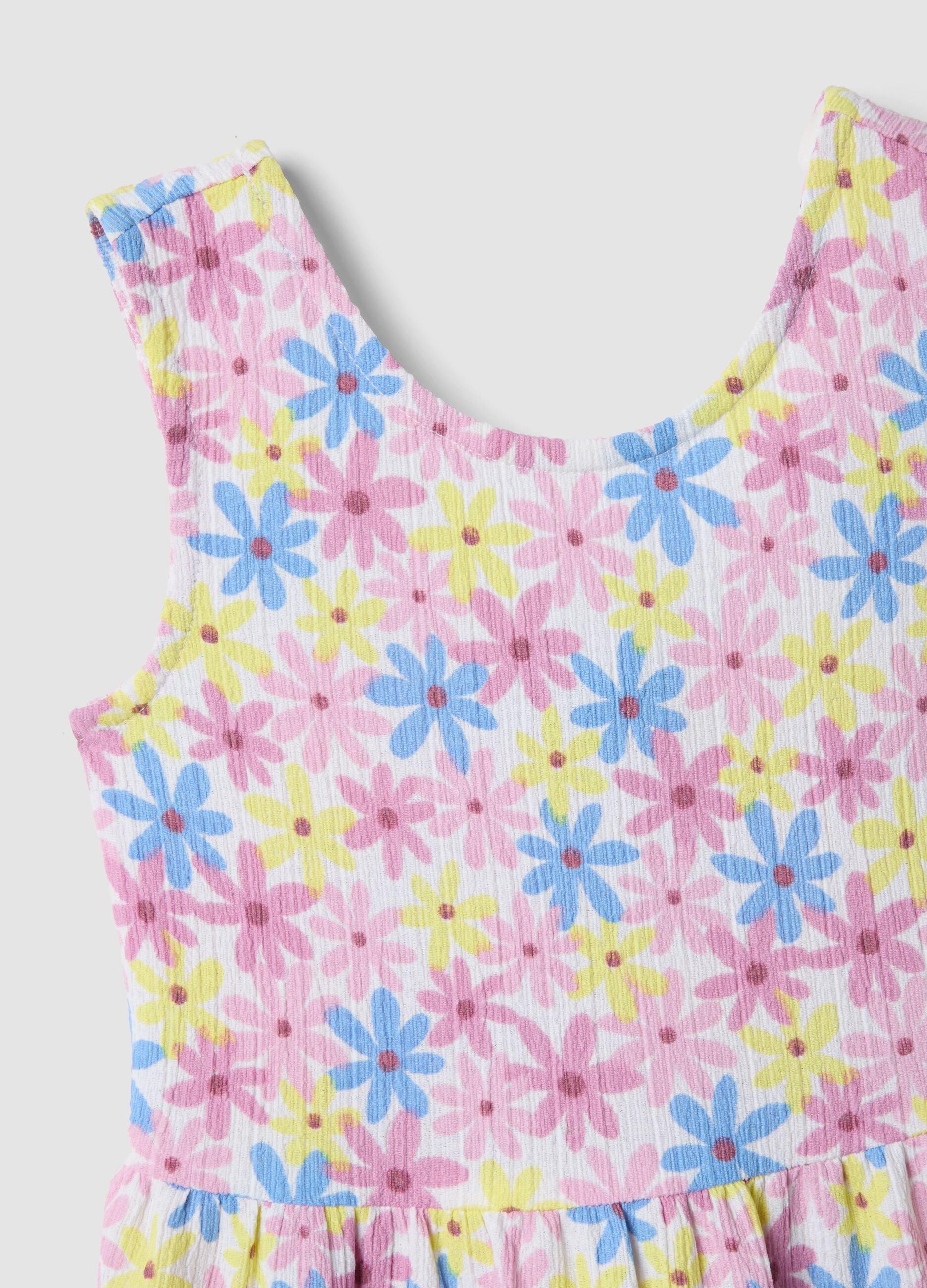 Girls&rsquo; multicolour sleeveless floral stretch dress