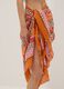 Orange pure cotton pareo with patterned print_3