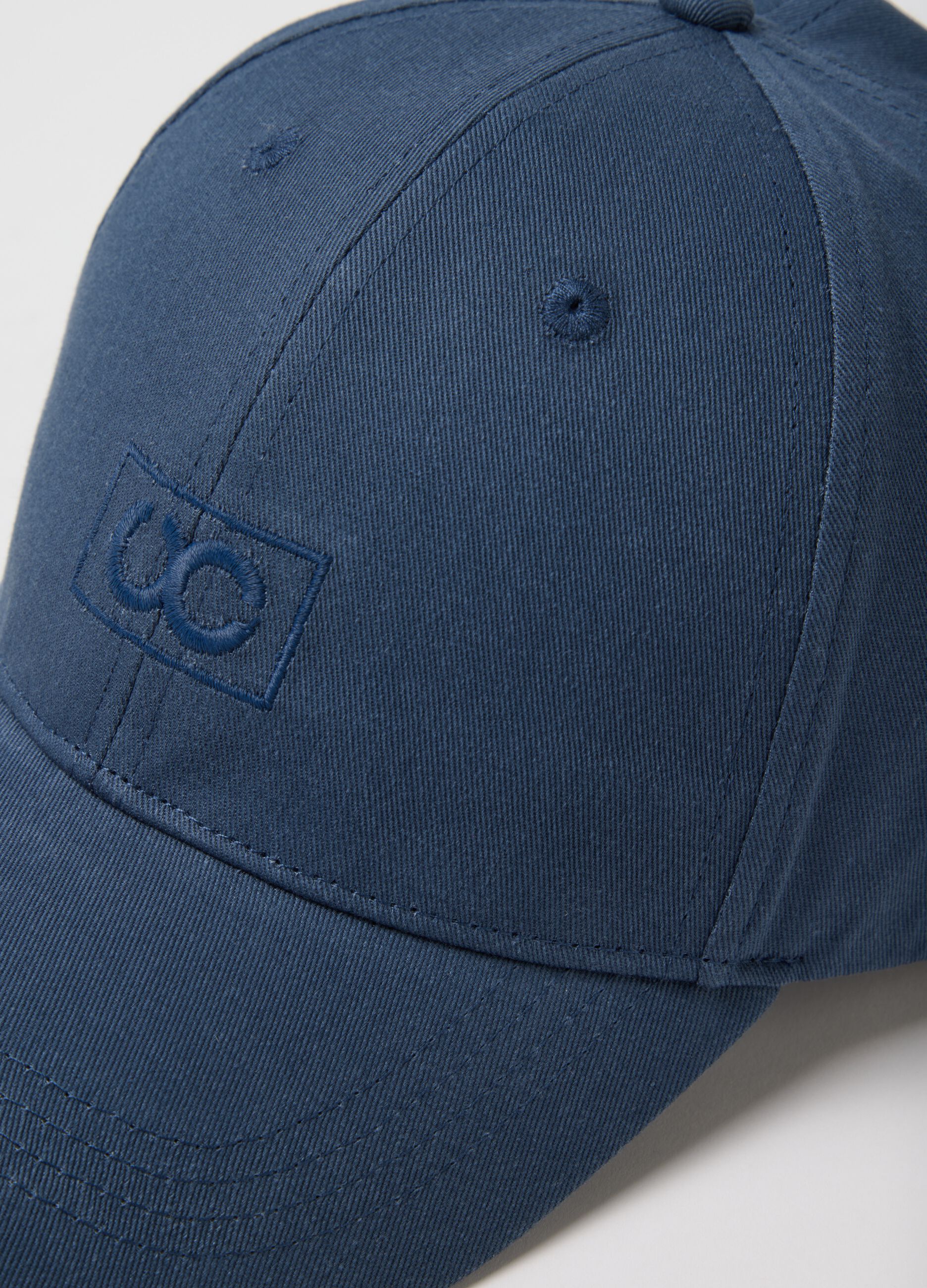 Regular-fit navy pure cotton baseball cap