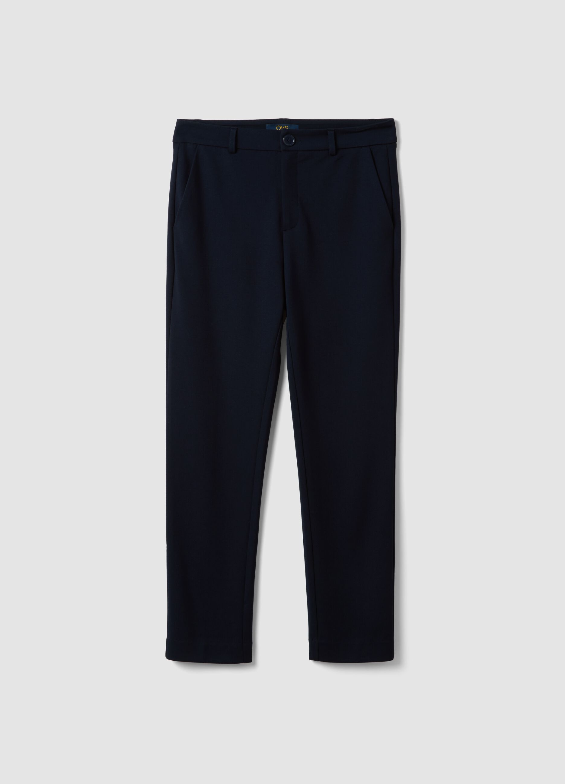 Blue stretch viscose trousers