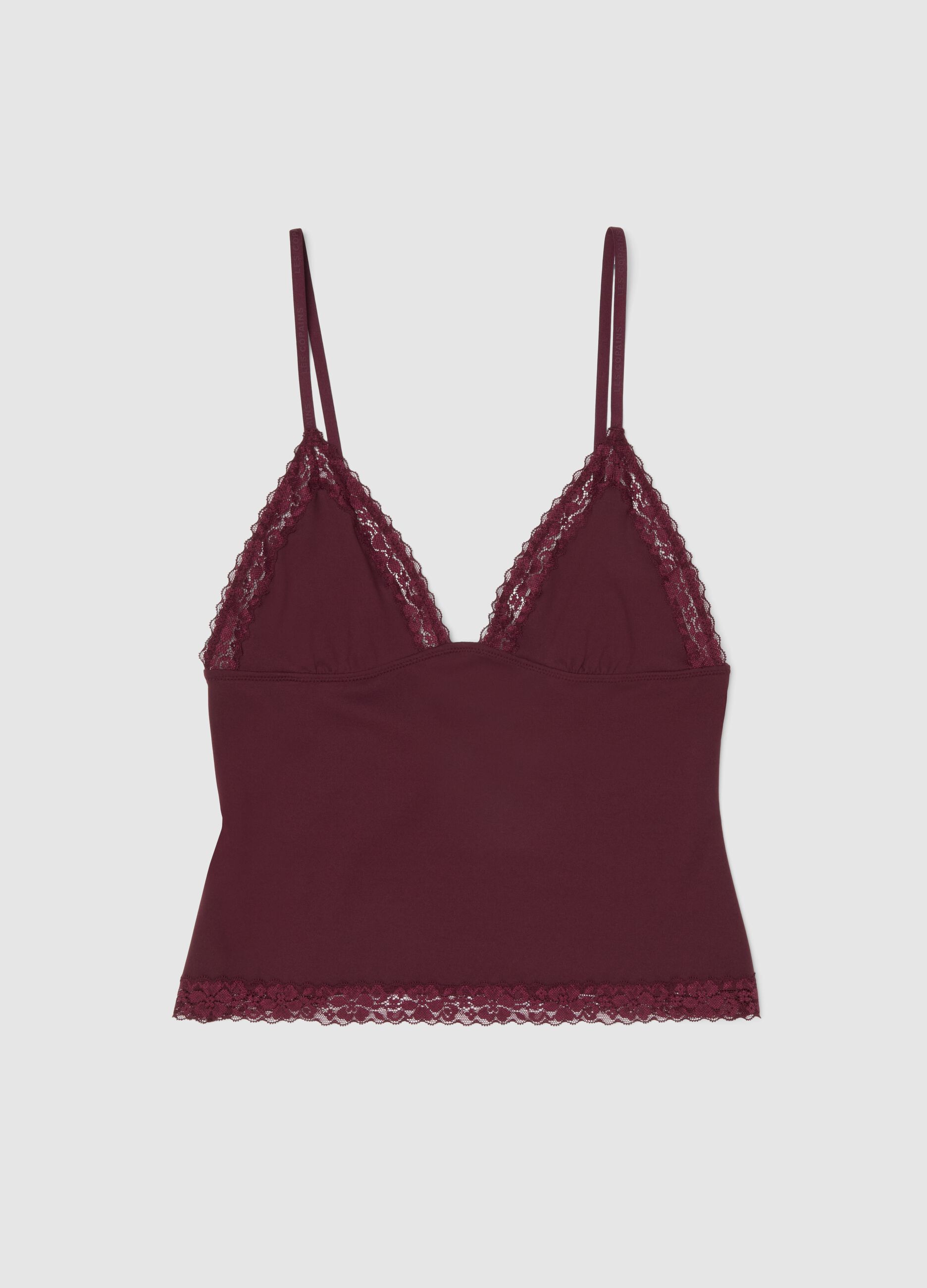 Red regular fit camisole with lace details and thin straps